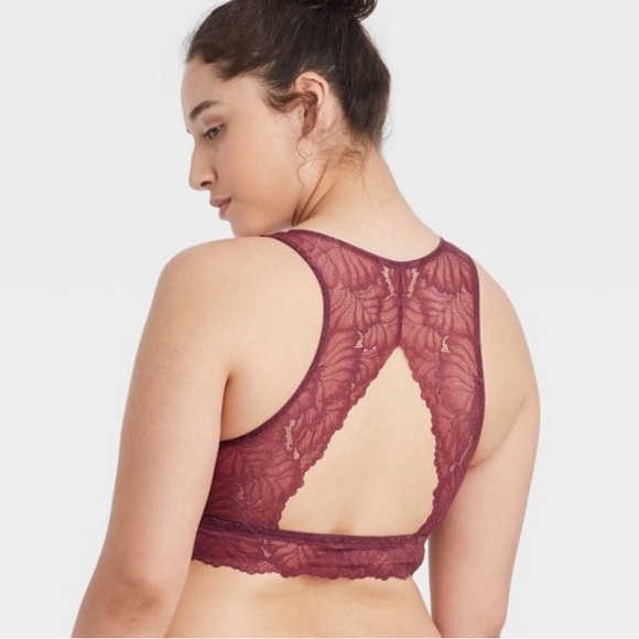 Auden NWOT Sexy Boho Racerback Wireless Removeable Pad Lace Intimate Bralette L - Picture 2 of 13